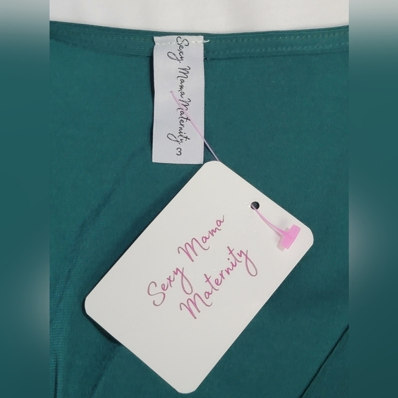 Sexy Mama Maternity Long Sleeve Faux Wrap Green Maternity Dress Size 3 (8-12) - Picture 5 of 11